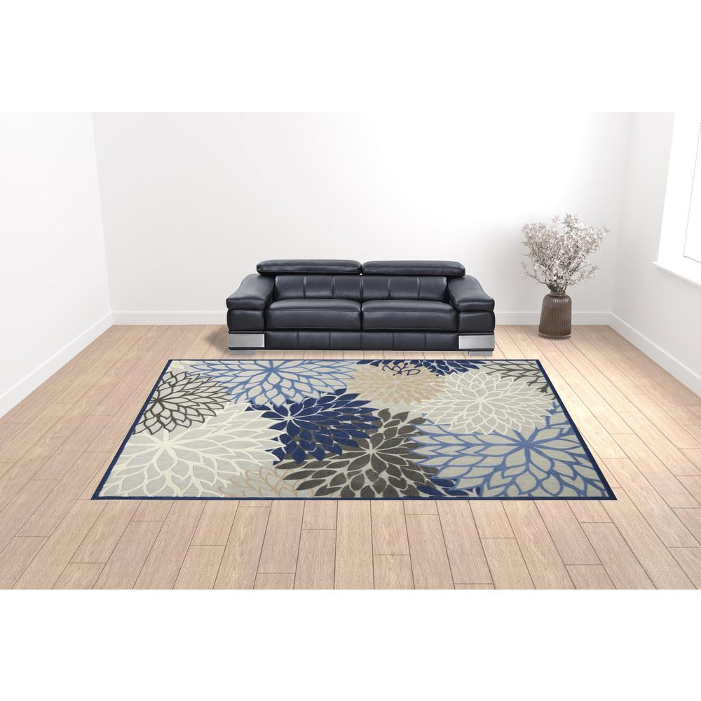 12' x 15' Blue Floral Power Loom Area Rug. Picture 2