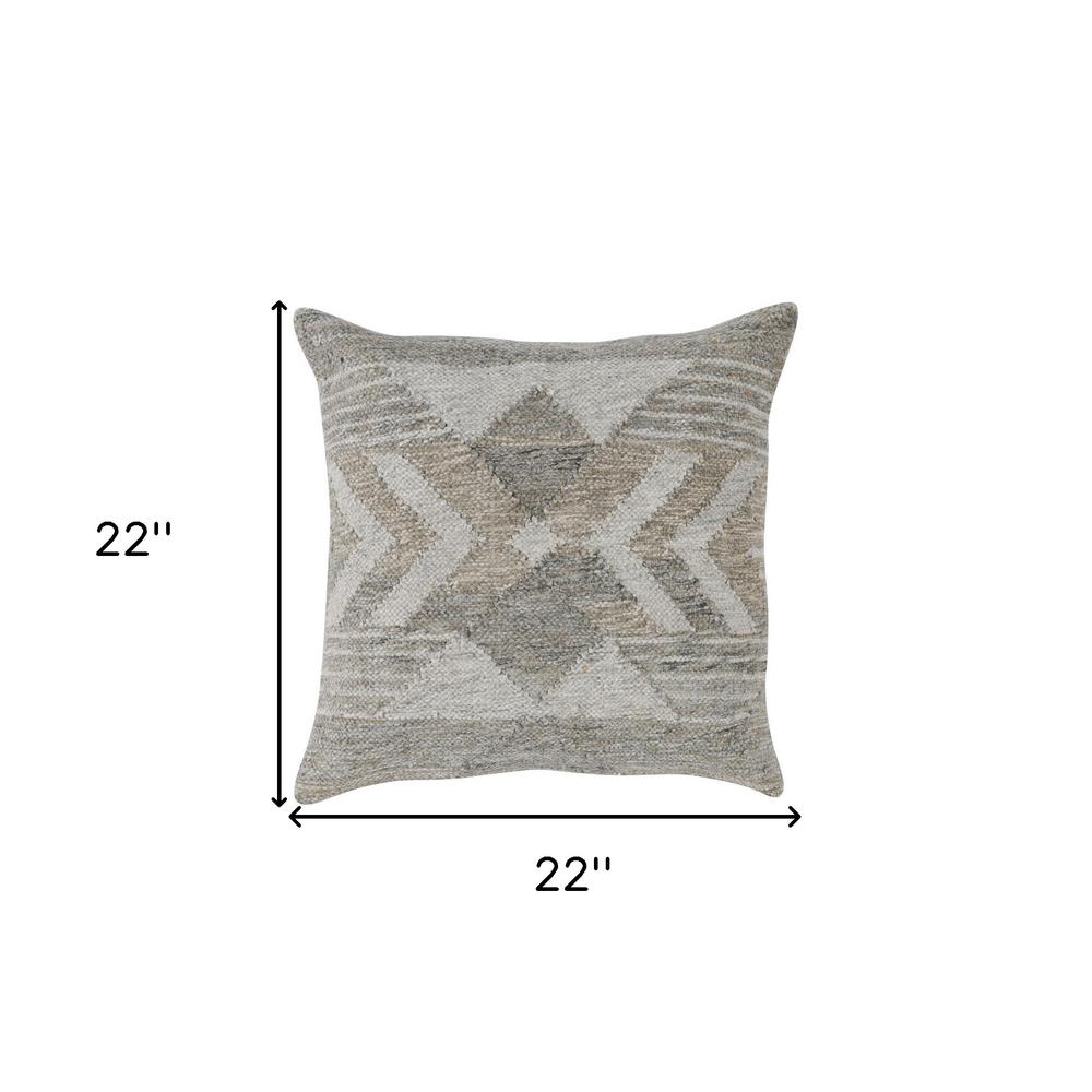 22" X 22" Gray Zippered Handmade Abstract Indoor Outdoor Throw Pillow. Picture 7