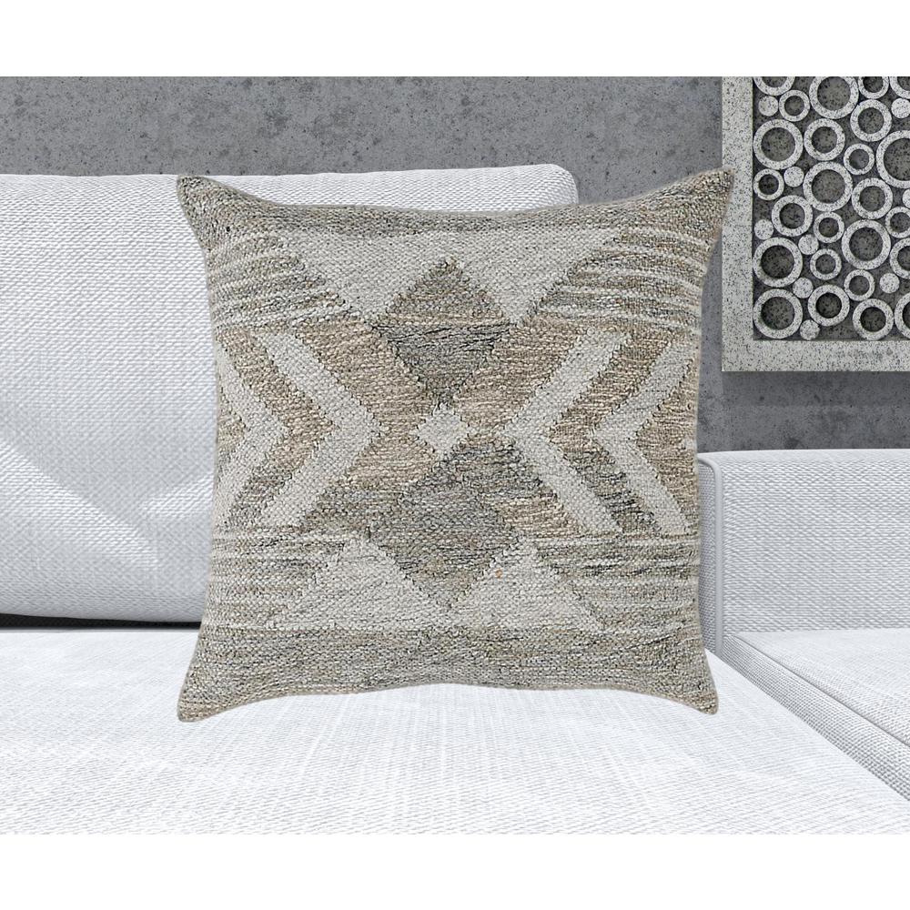 22" X 22" Gray Zippered Handmade Abstract Indoor Outdoor Throw Pillow. Picture 6