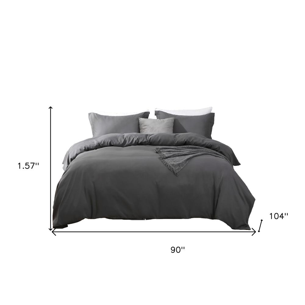 Dark Slate Gray King Microfiber 1400 Thread Count Washable Duvet Cover Set. Picture 5