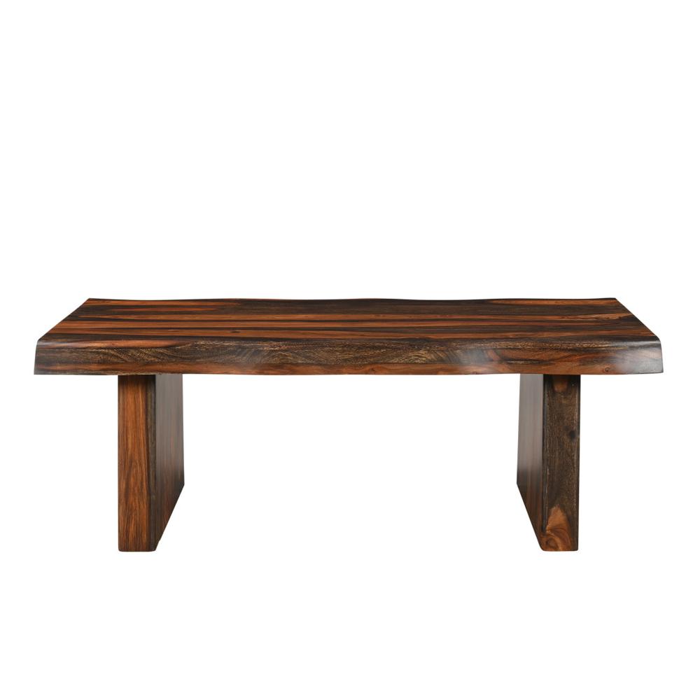 51" Dark Brown Solid Wood Coffee Table. Picture 3
