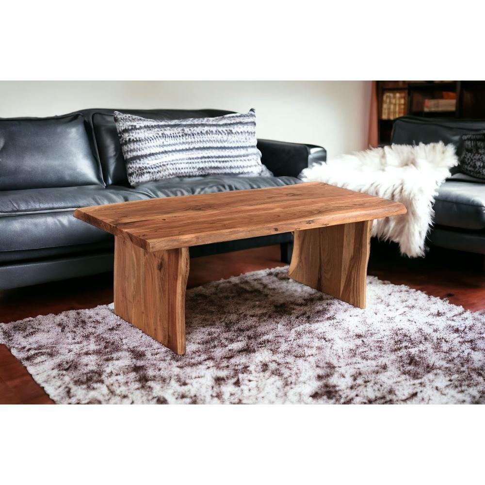 51" Brown Solid Wood Coffee Table. Picture 2