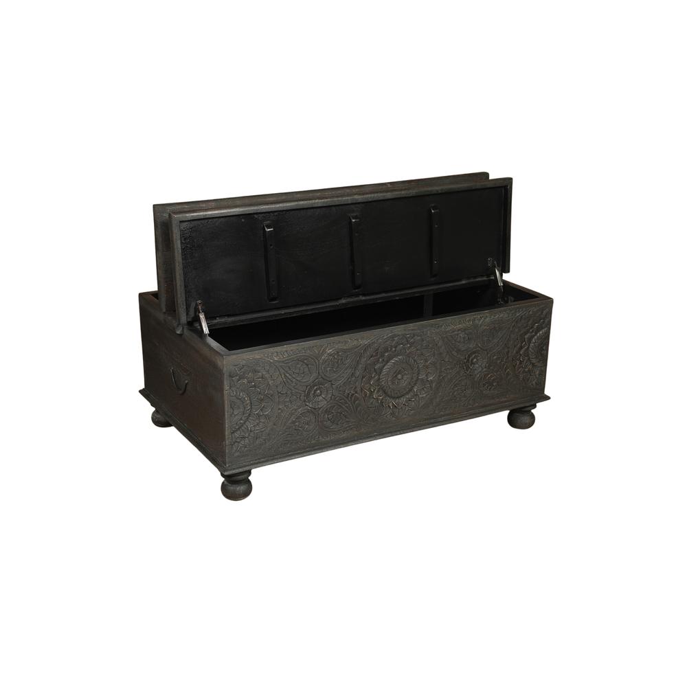 49" Black Solid Wood Distressed Lift Top Coffee Table. Picture 4