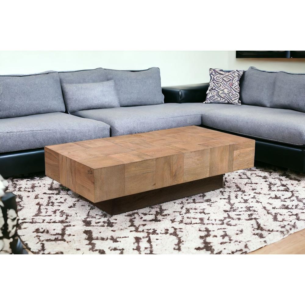 59" Brown And Black Solid Wood Coffee Table. Picture 2