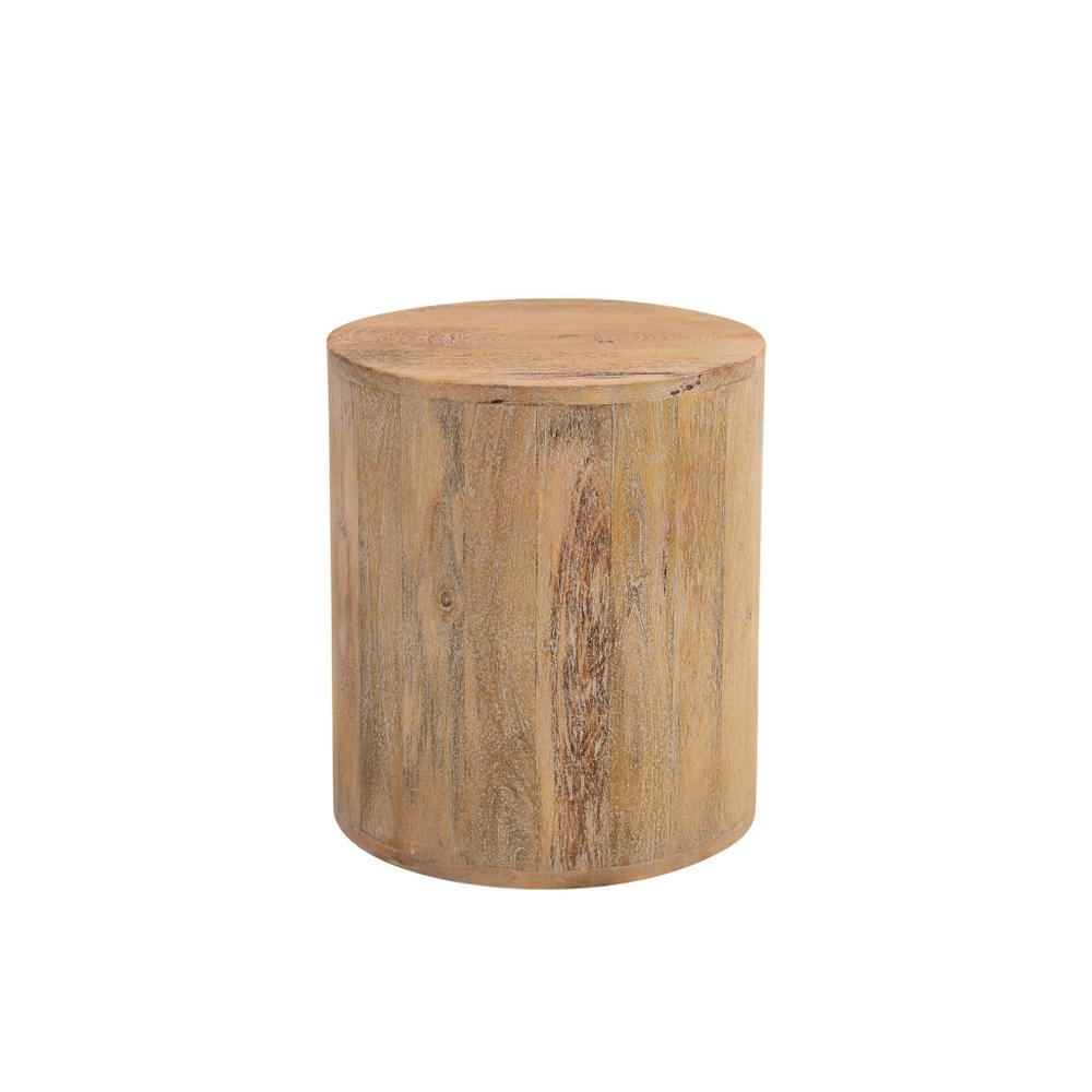 18" Natural Solid Wood Round End Table. Picture 1