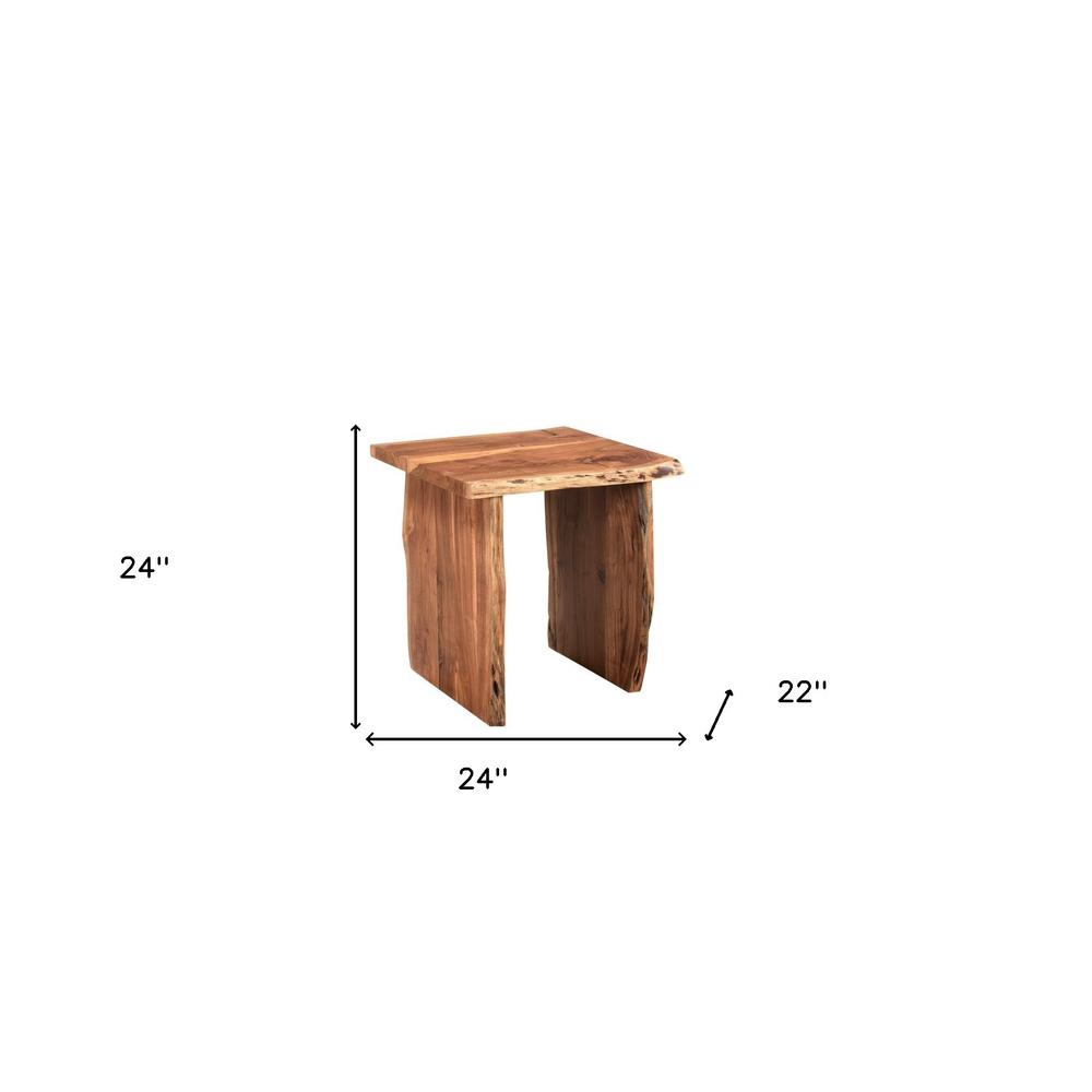 24" Brown Solid Wood End Table. Picture 6