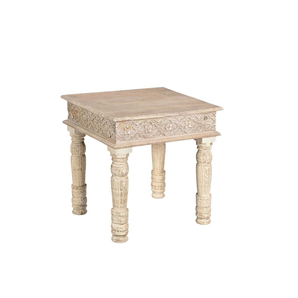 24" White Solid Wood End Table. Picture 1