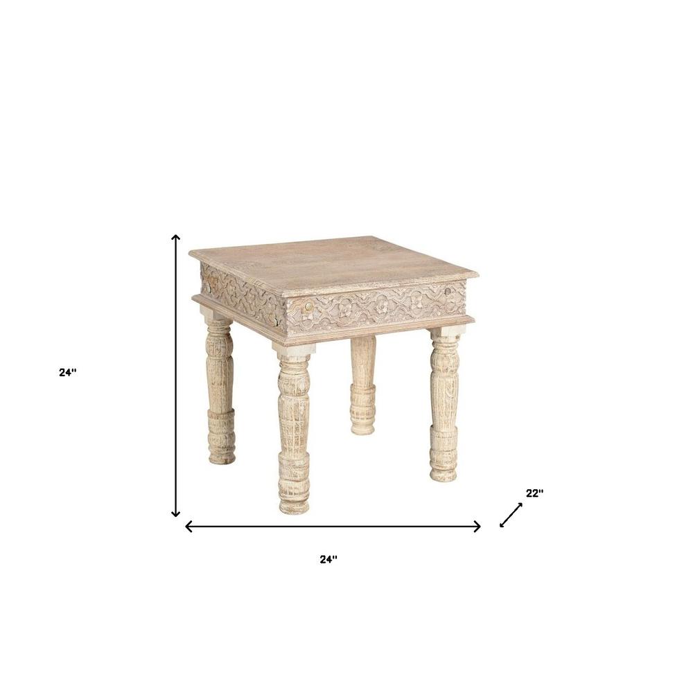 24" White Solid Wood End Table. Picture 5