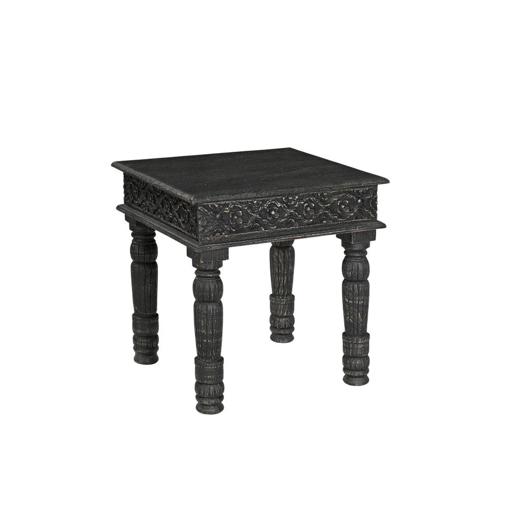 24" Black Solid Wood End Table. Picture 2