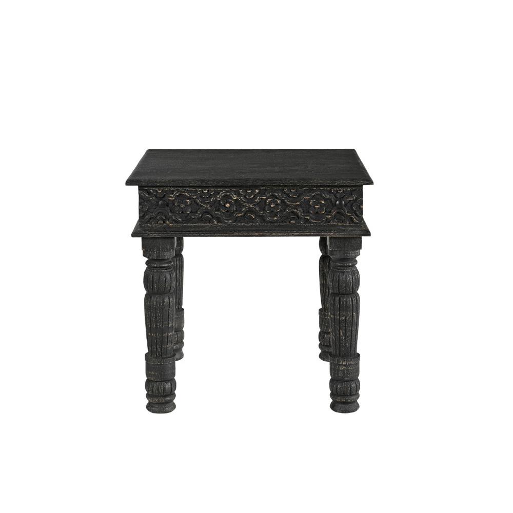 24" Black Solid Wood End Table. Picture 1