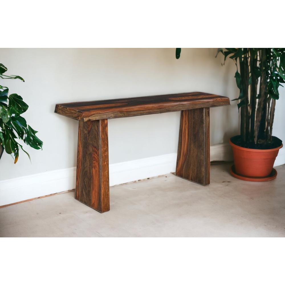 60" Dark Brown Solid Wood Frame Console Table. Picture 1