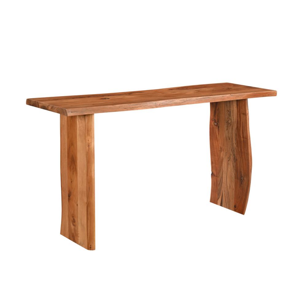 57" Chestnut Solid Wood Sled Console Table. Picture 1