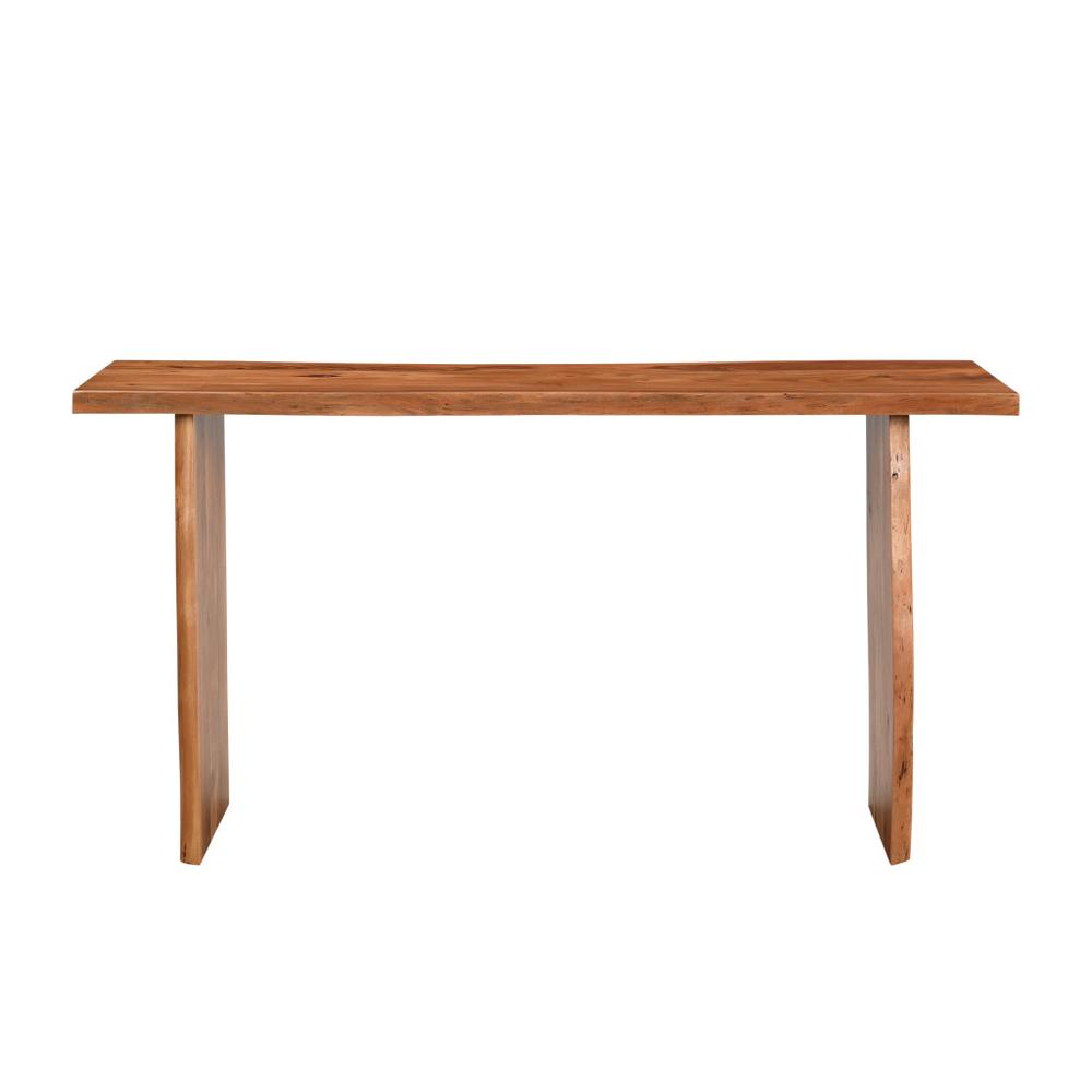57" Chestnut Solid Wood Sled Console Table. Picture 2