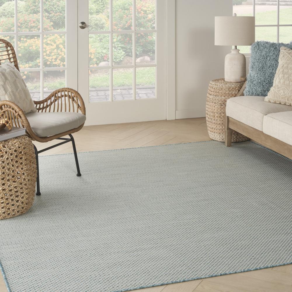 8' Blue Square Geometric Power Loom Area Rug. Picture 5