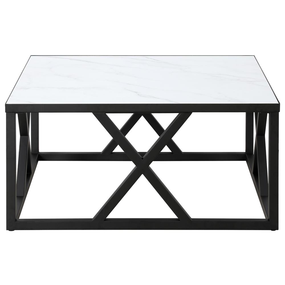 35" White And Black Steel Square Coffee Table. Picture 2