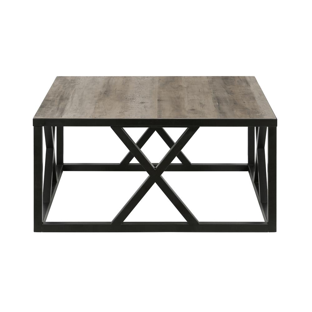 35" Black Steel Square Coffee Table. Picture 2