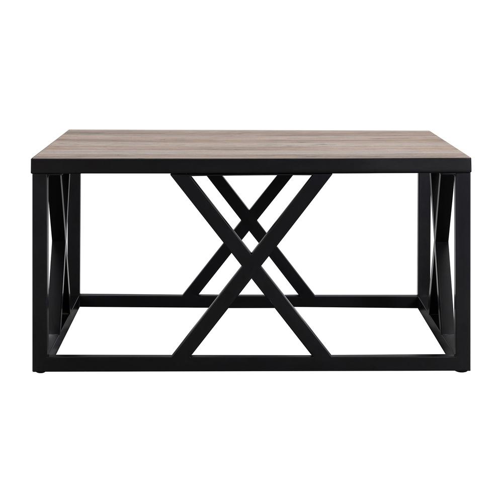 35" Black Steel Square Coffee Table. Picture 4