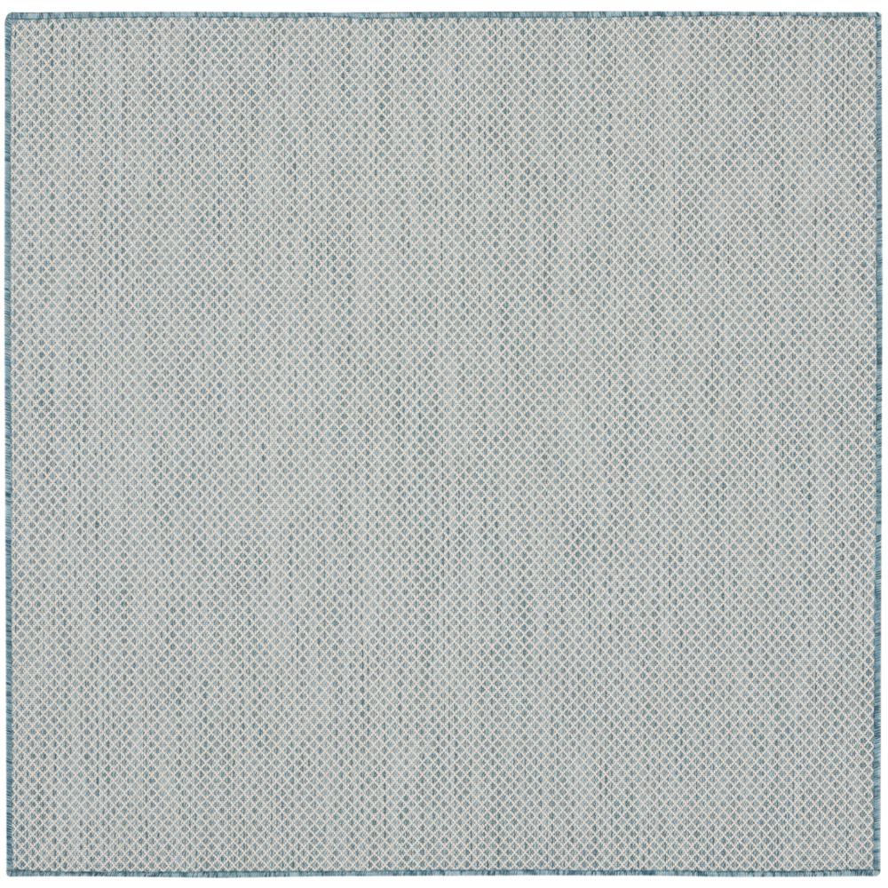 5' Blue Square Geometric Power Loom Area Rug. Picture 1