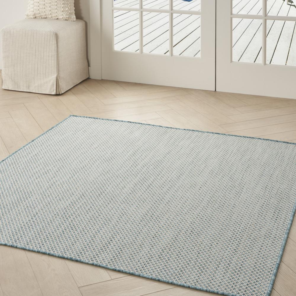5' Blue Square Geometric Power Loom Area Rug. Picture 4