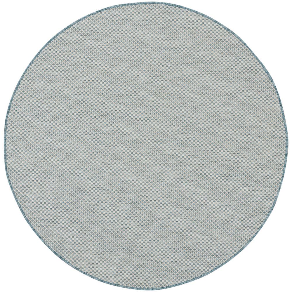 4' Blue Round Geometric Power Loom Area Rug. Picture 1