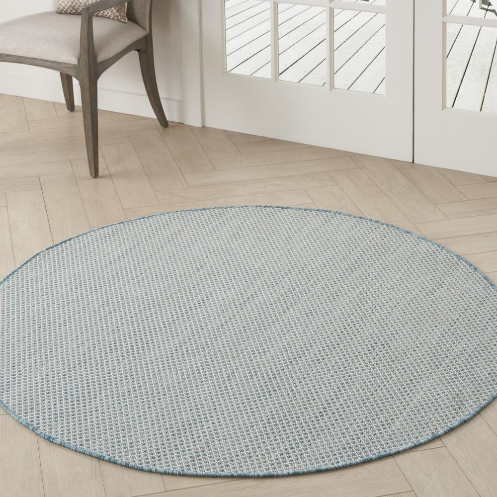 4' Blue Round Geometric Power Loom Area Rug. Picture 5