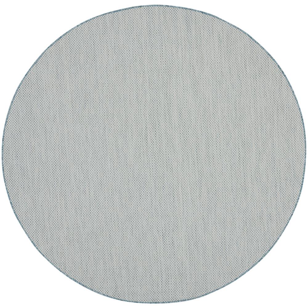 8' Blue Round Geometric Power Loom Area Rug. Picture 1