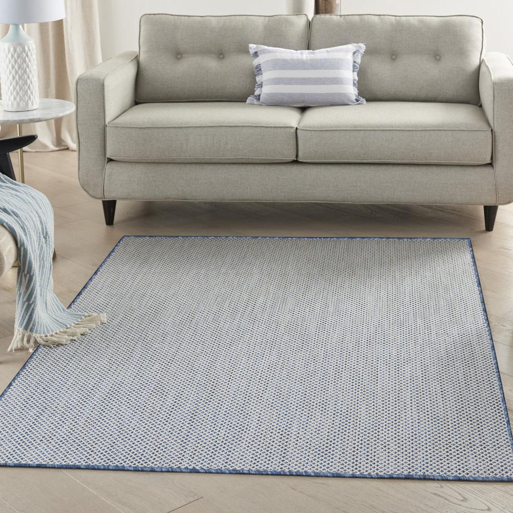 5' X 7' Blue Geometric Power Loom Area Rug. Picture 4