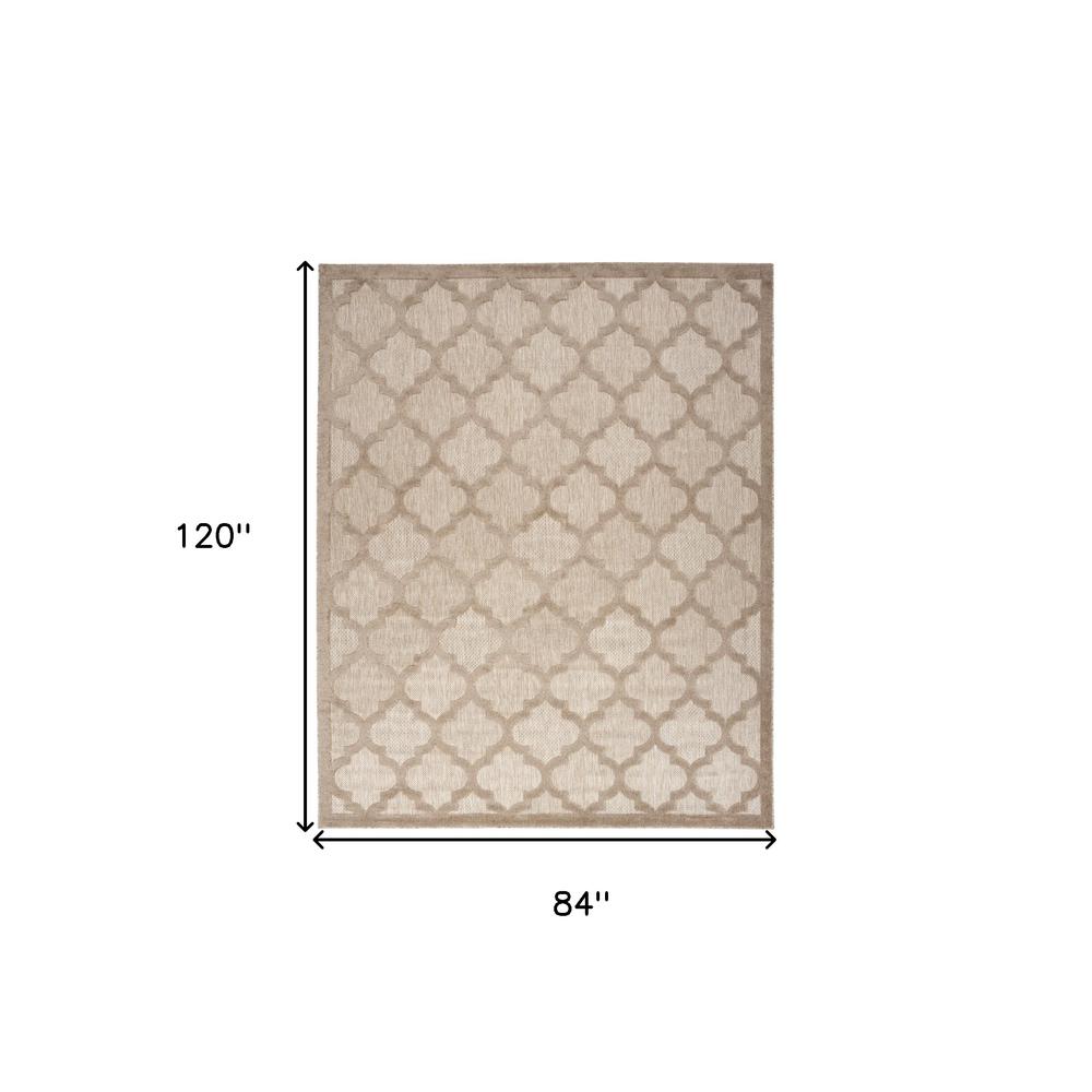 7' X 10' Beige Geometric Flatweave Area Rug. Picture 8