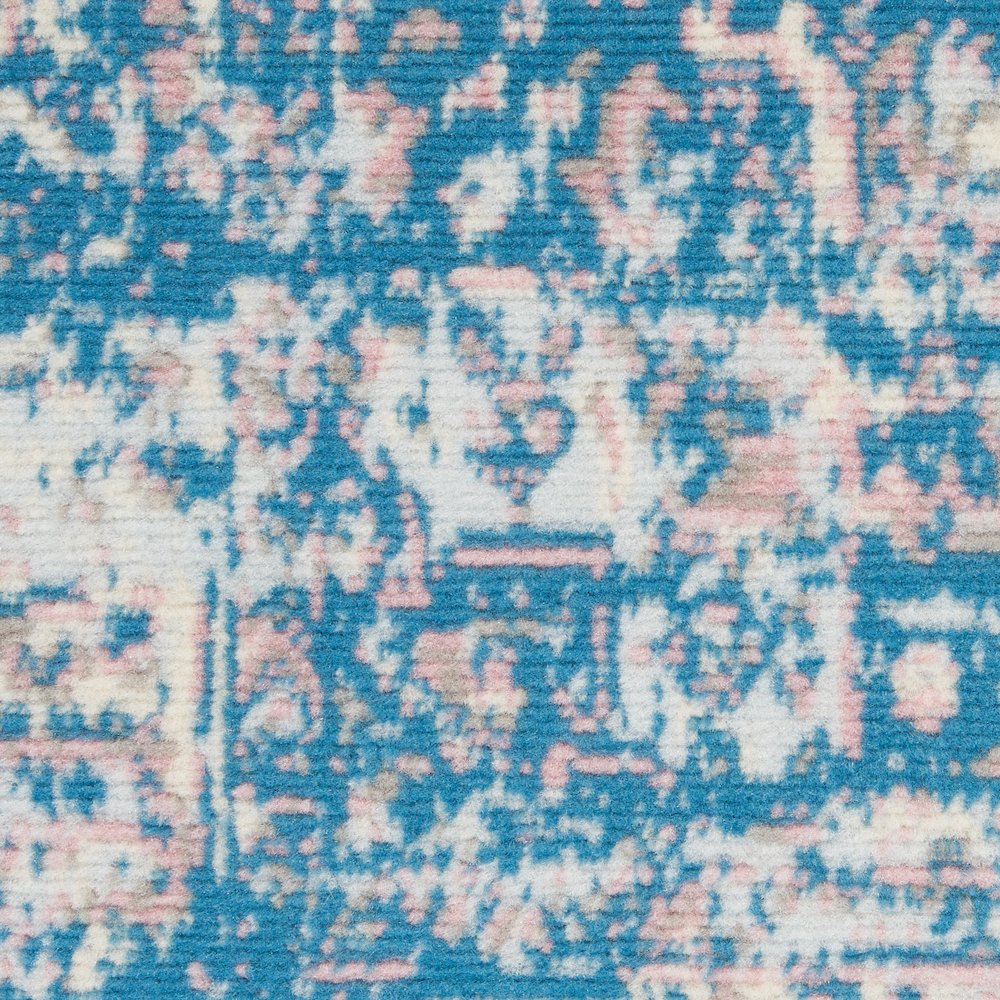 4' X 6' Blue Damask Power Loom Area Rug. Picture 9