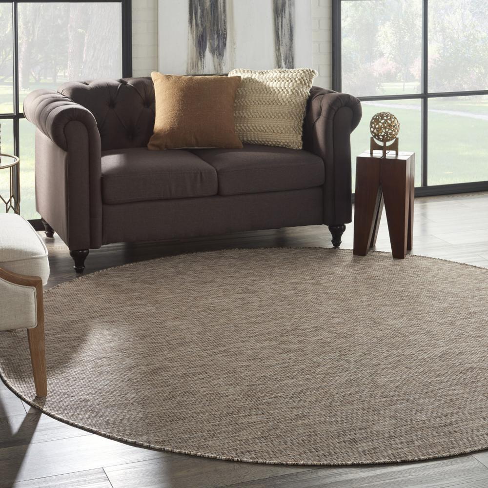 8' Beige Round Power Loom Area Rug. Picture 5