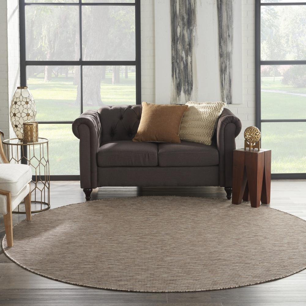 8' Beige Round Power Loom Area Rug. Picture 6