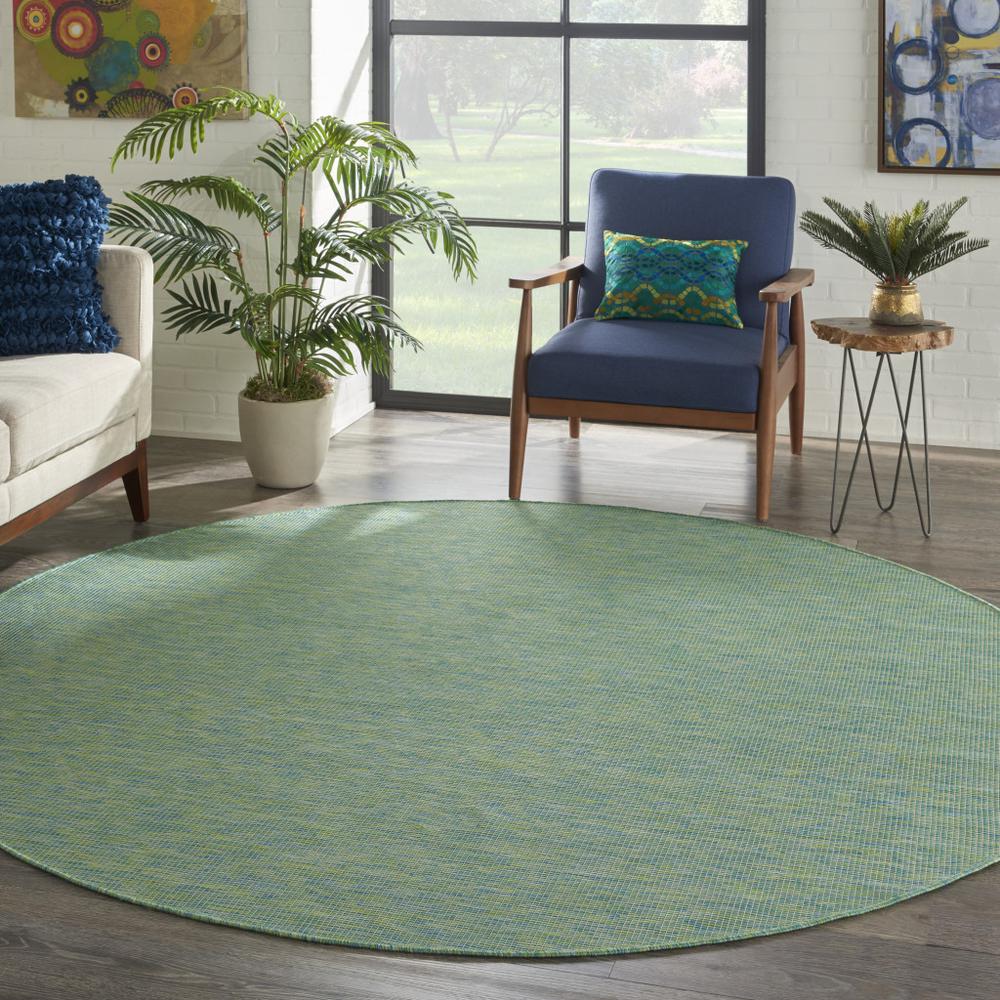 8' Blue Round Power Loom Area Rug. Picture 5