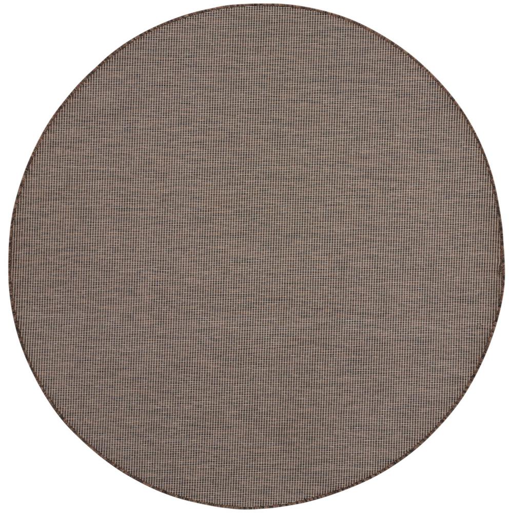 8' Brown Round Power Loom Area Rug. Picture 1