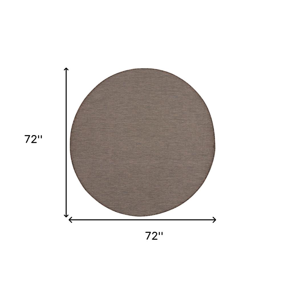 6' Brown Round Power Loom Area Rug. Picture 7