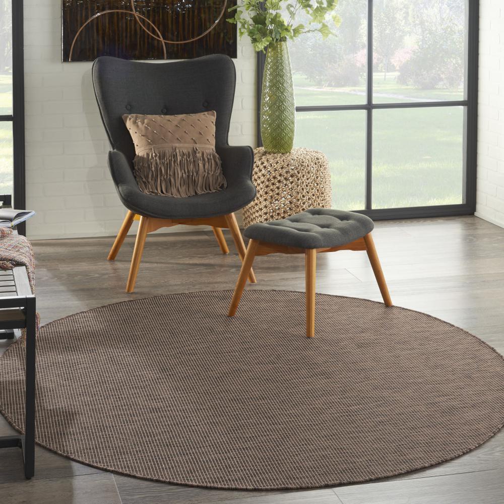 6' Brown Round Power Loom Area Rug. Picture 4