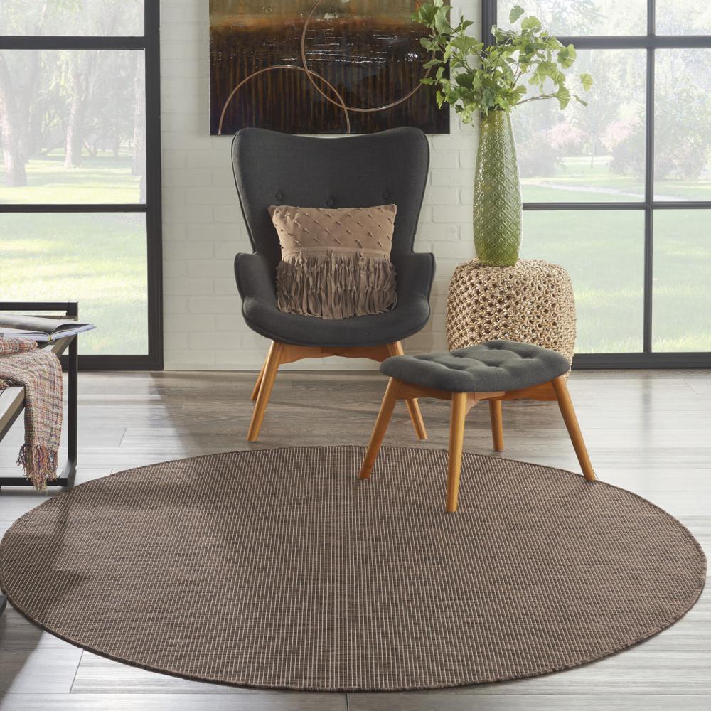6' Brown Round Power Loom Area Rug. Picture 5