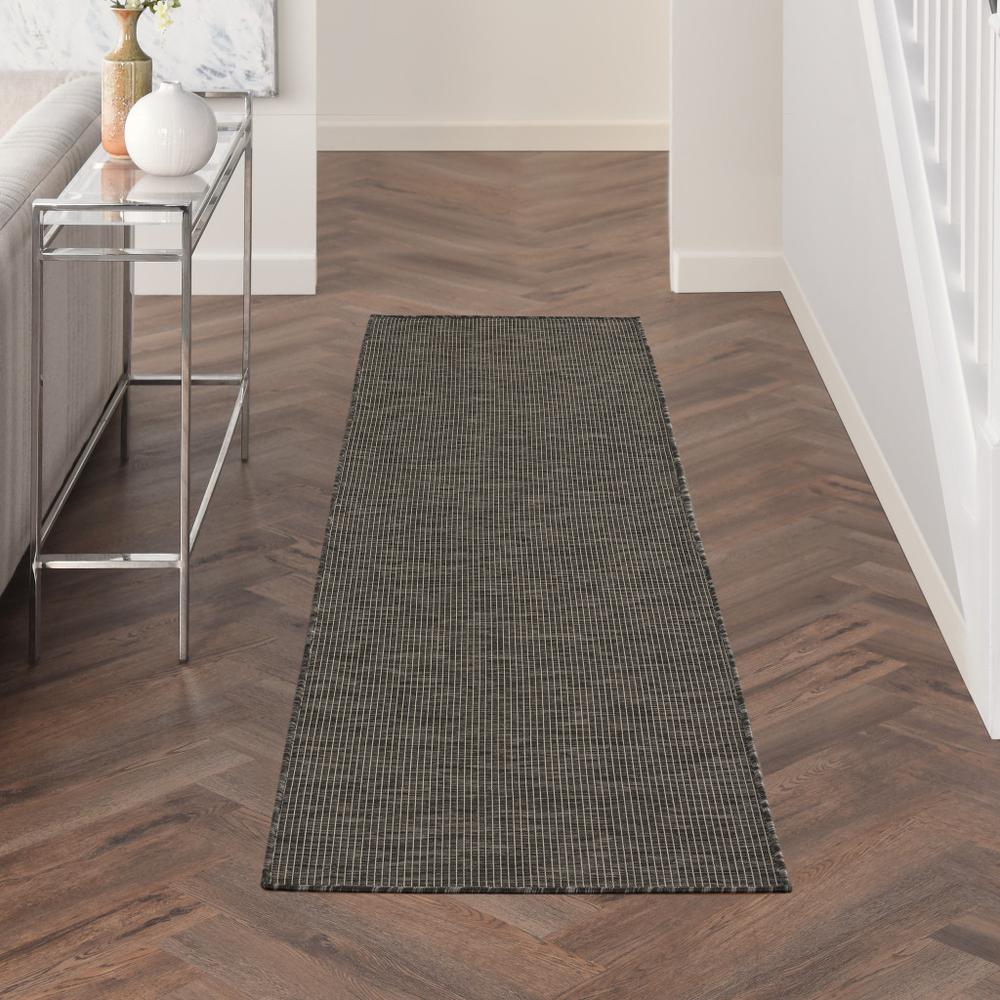 8' Charcoal Power Loom Runner Rug. Picture 4