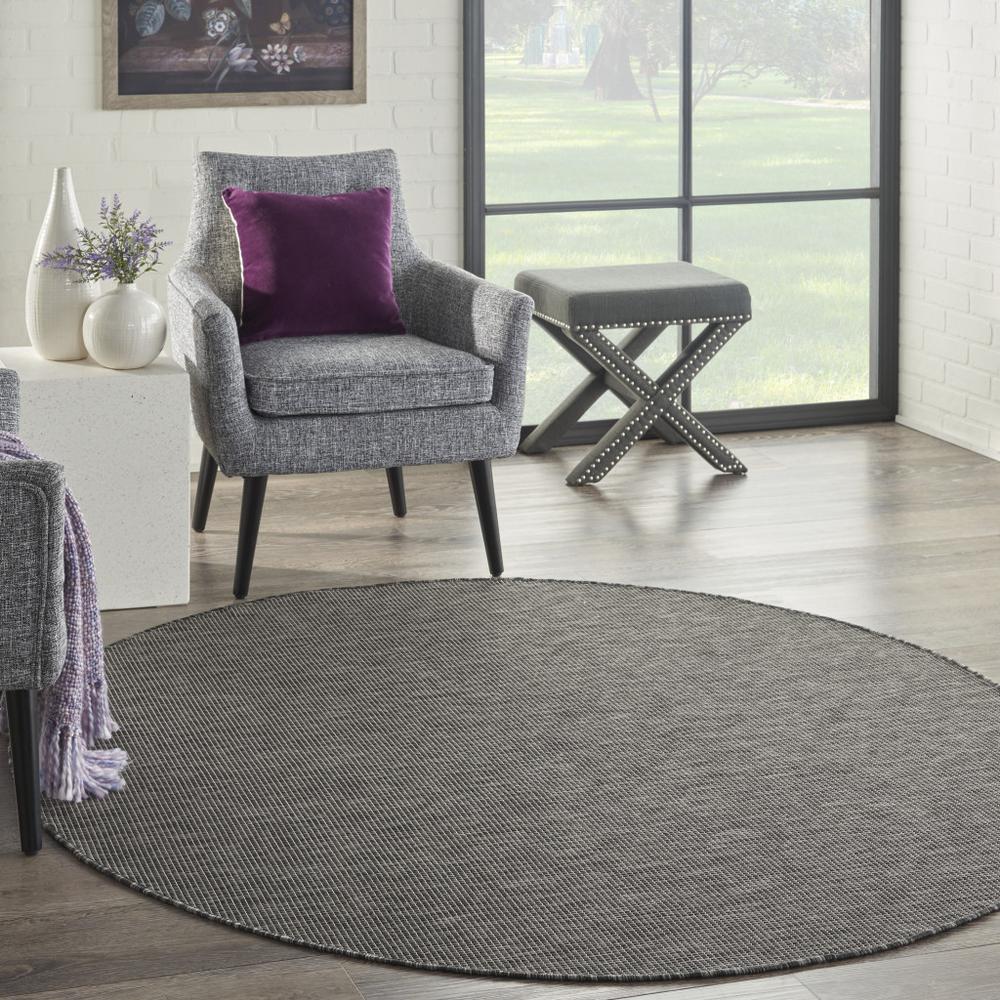 6' Charcoal Round Power Loom Area Rug. Picture 5