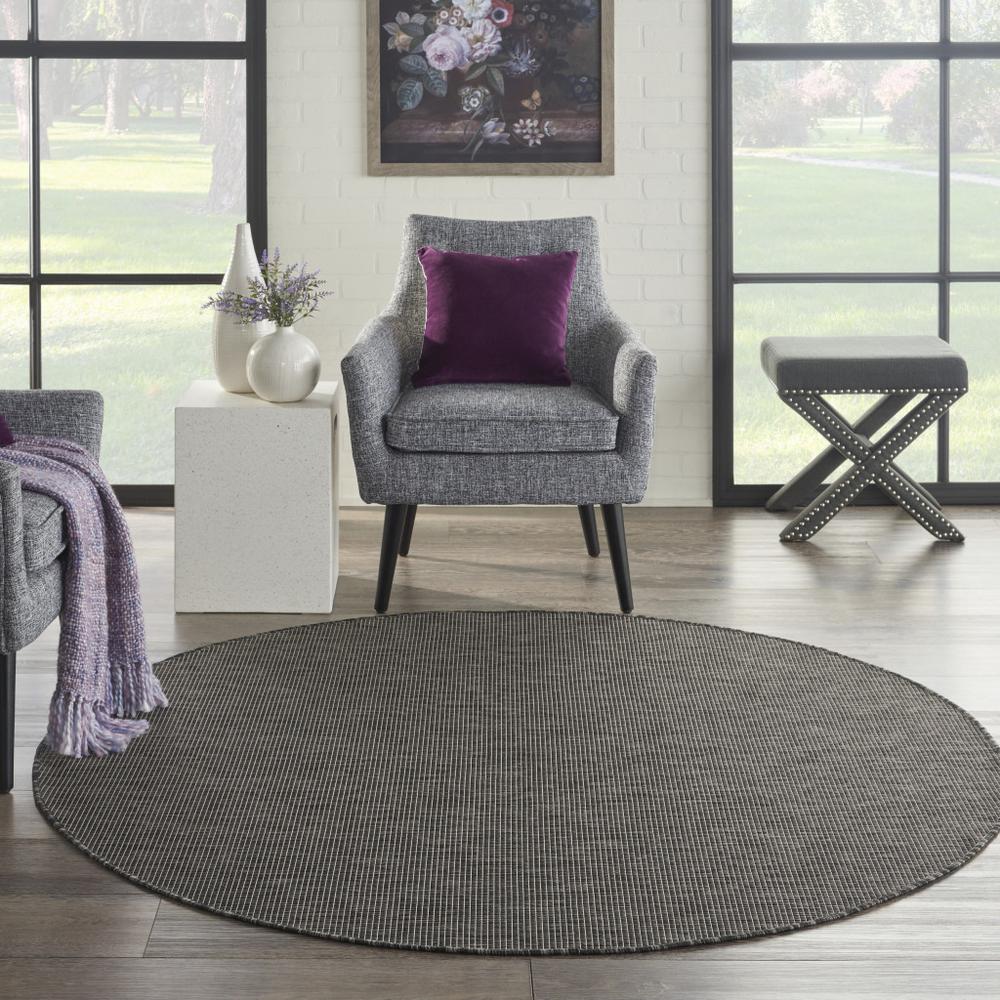 6' Charcoal Round Power Loom Area Rug. Picture 6