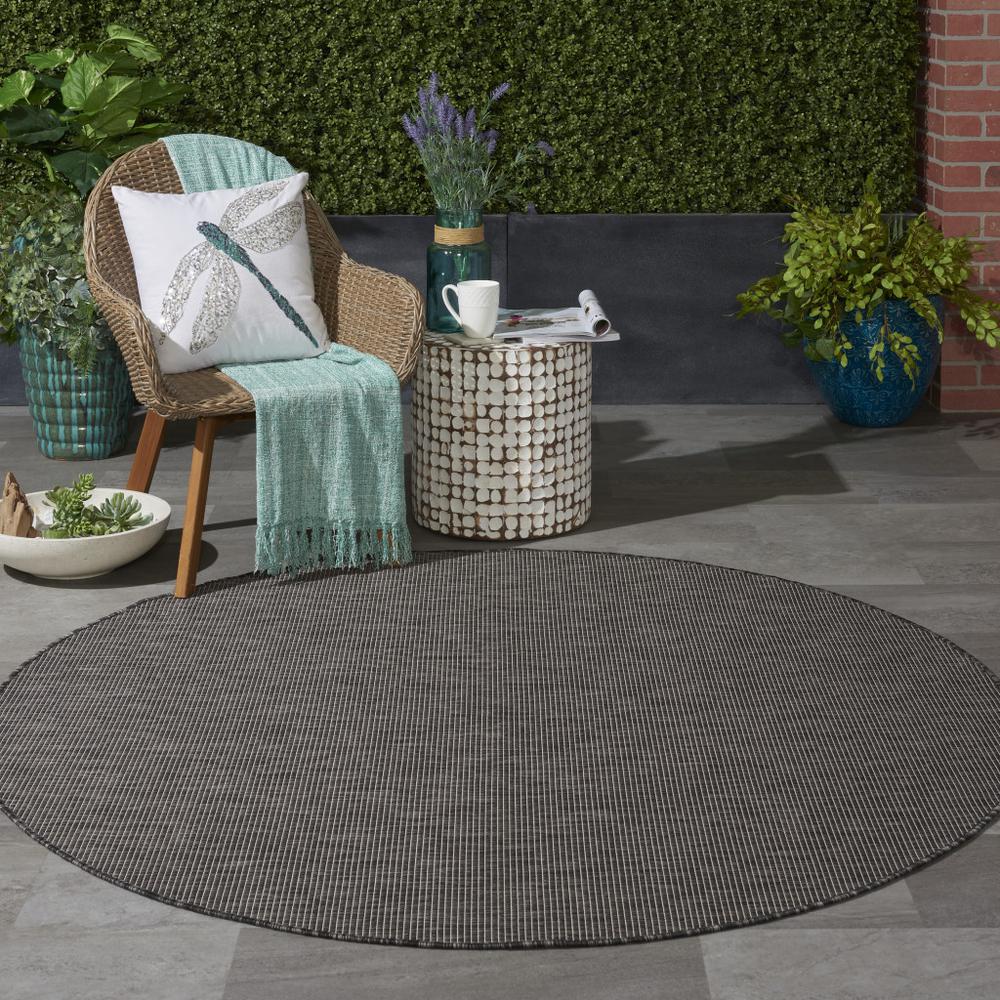 6' Charcoal Round Power Loom Area Rug. Picture 7