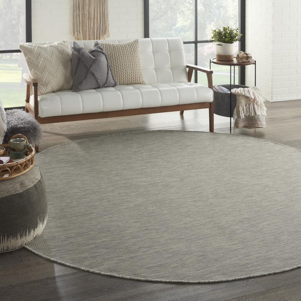 8' Gray Round Power Loom Area Rug. Picture 4