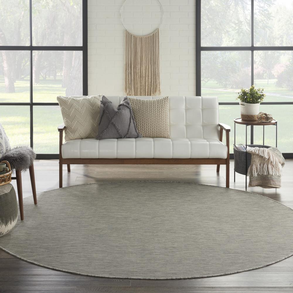 8' Gray Round Power Loom Area Rug. Picture 5