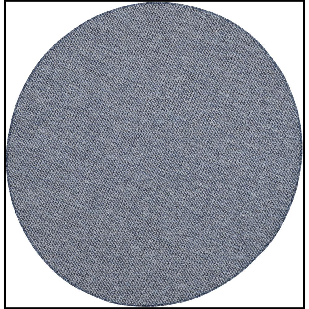 8' Navy Blue Round Power Loom Area Rug. Picture 1
