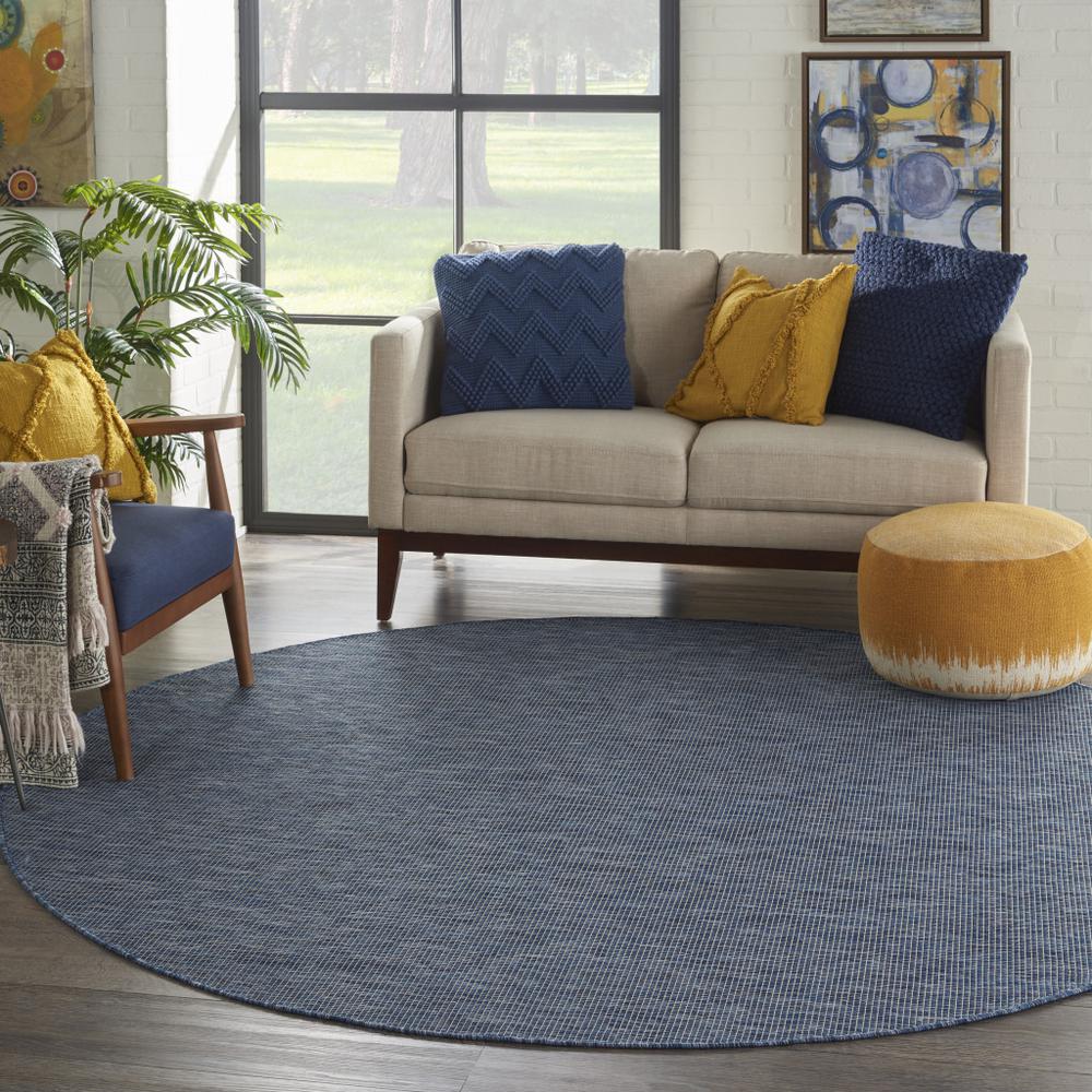 8' Navy Blue Round Power Loom Area Rug. Picture 5