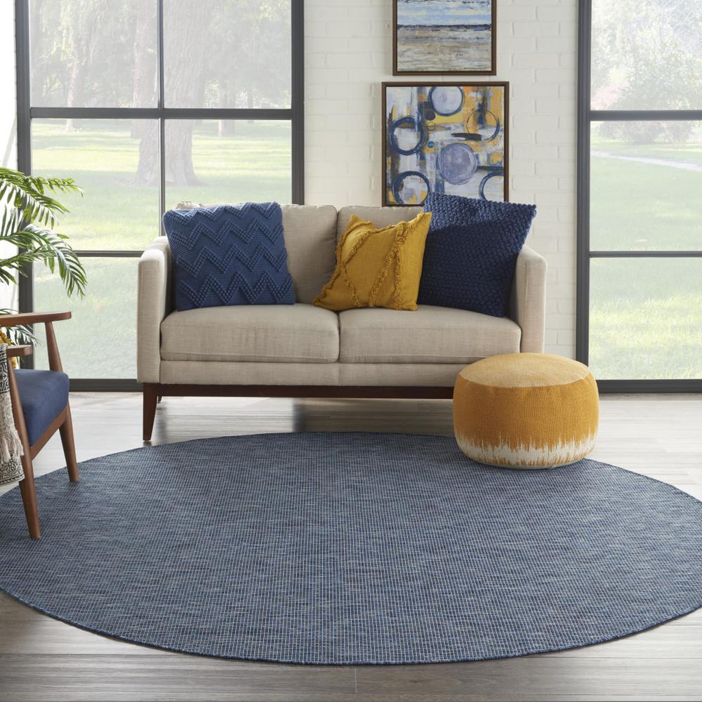 8' Navy Blue Round Power Loom Area Rug. Picture 6