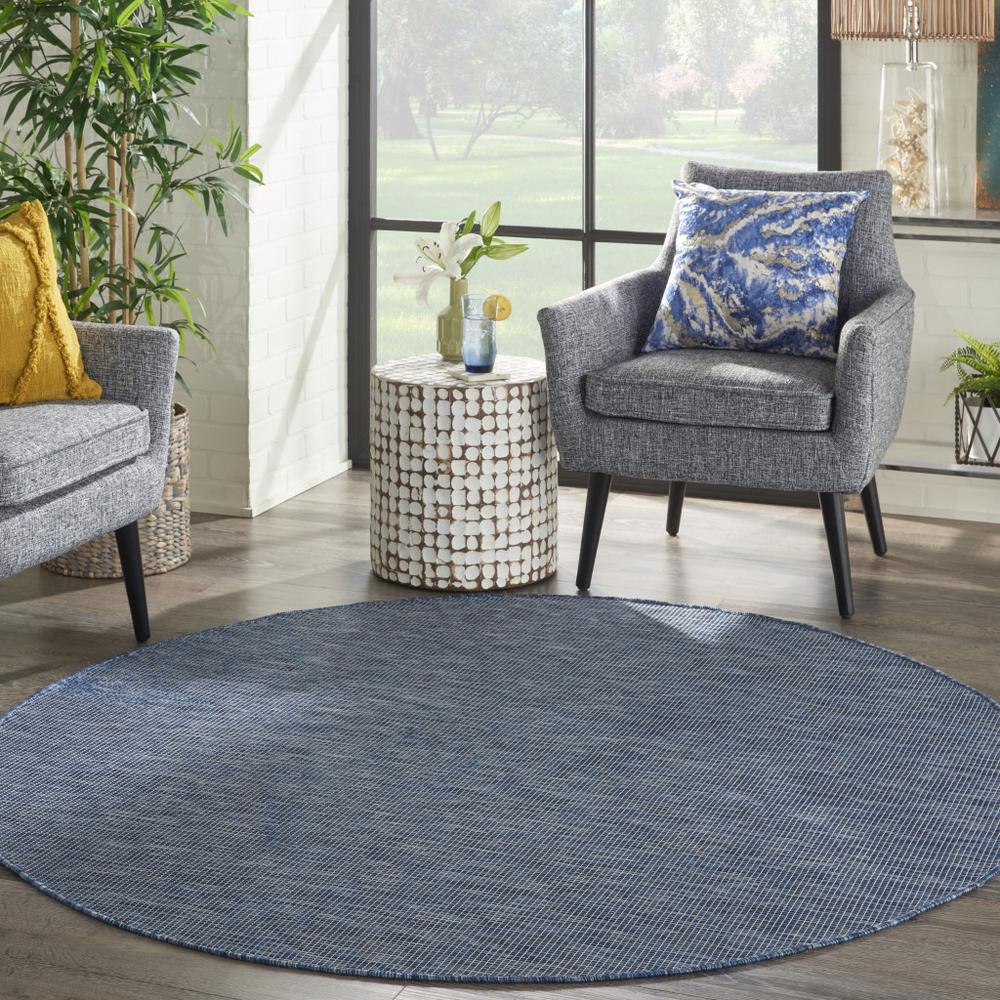 6' Navy Blue Round Power Loom Area Rug. Picture 4