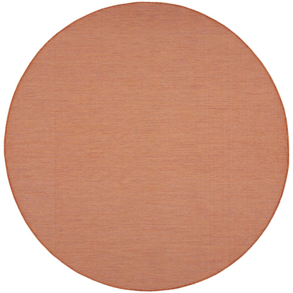 8' Rust Round Power Loom Area Rug. Picture 1