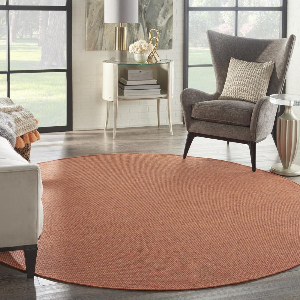 8' Rust Round Power Loom Area Rug. Picture 6