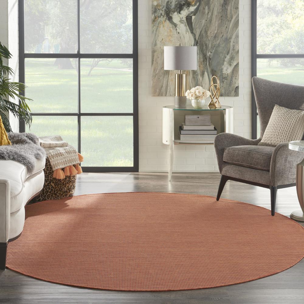 8' Rust Round Power Loom Area Rug. Picture 7