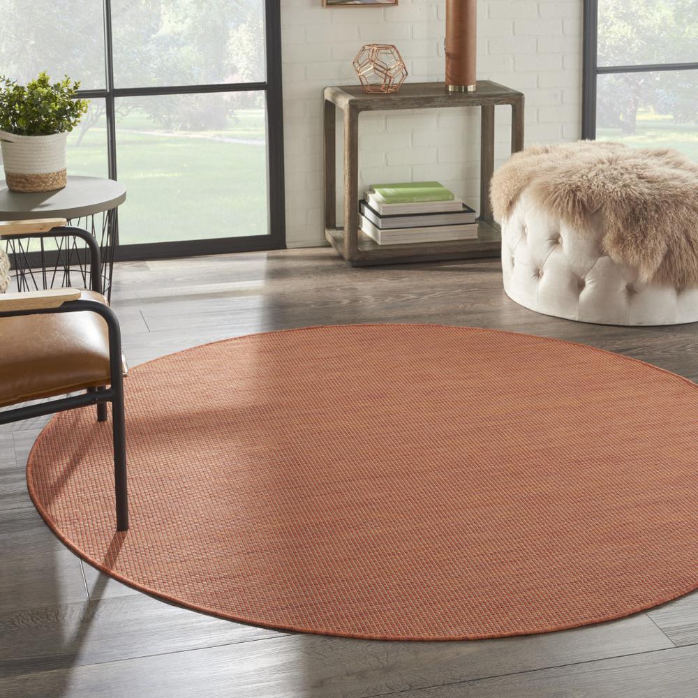 6' Rust Round Power Loom Area Rug. Picture 6